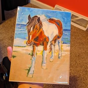 Glass Painting Tile "Asseteague Pony" Artist Victoria Marcellan Allen